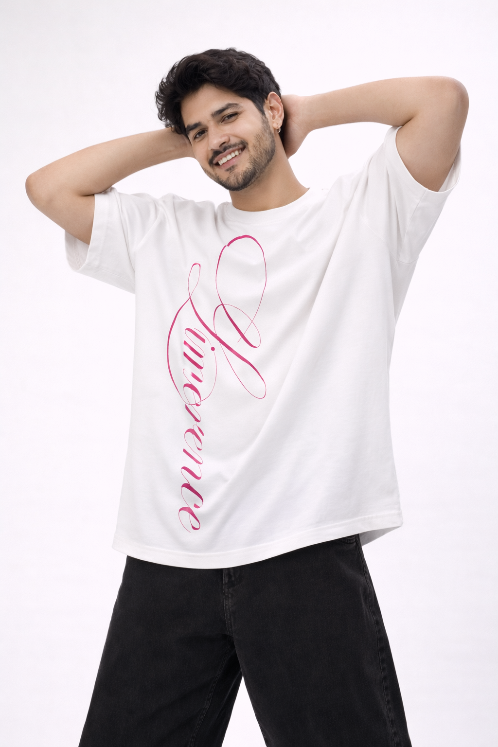 florance script oversized unisex tee