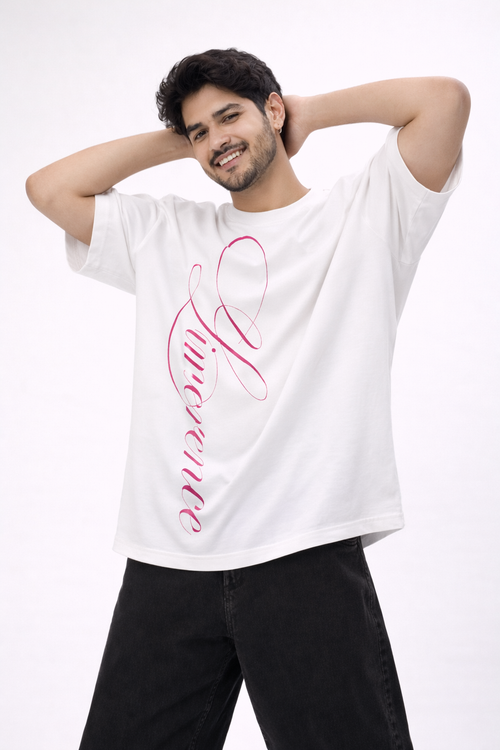 florance script oversized unisex tee