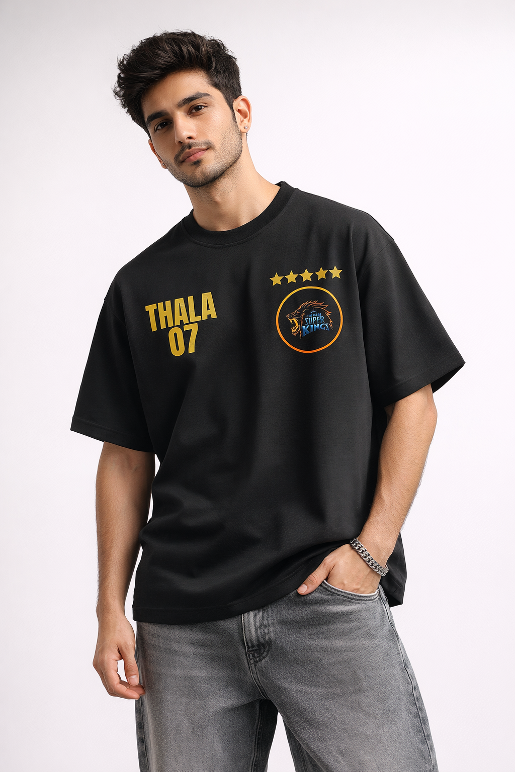 Ms Dhoni No.7 Oversized Boxy Fit T-Shirt