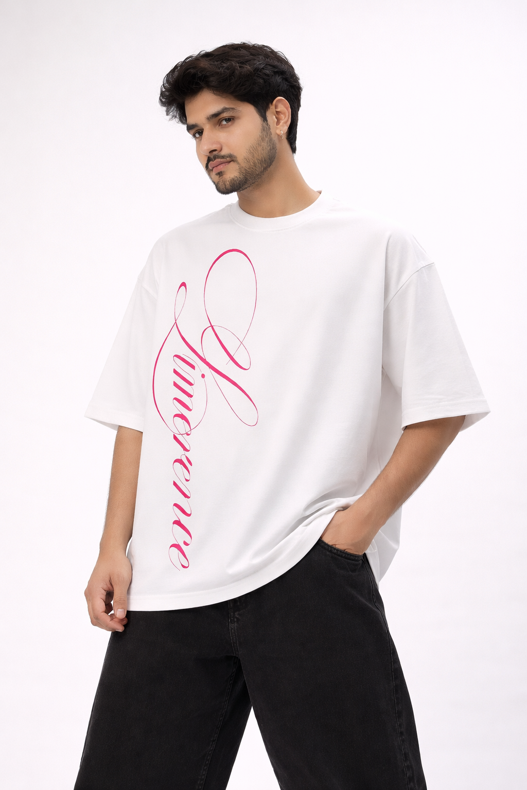 florance script oversized unisex tee